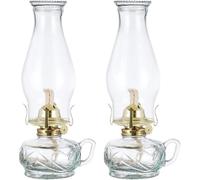 Lampade A Olio per La Famiglia, Olio Classico, più Tardi, Lampada A Cherosee in Vetro di Cristallo con Hadle Lampada A Olio di Emergenza Luce Regolabile, 2 Pack