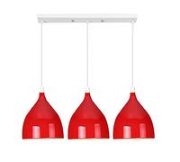 Lampade A Sospensione A Tirante 3 E27 Moderni Metallo Paralume Lampadario Regolabile in Altezza Cucina Ristorante sala da pranzo soggiorno Camera da letto corridoio Luce Pendente (rosso)