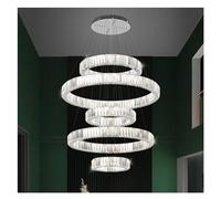Lampade a sospensione dimmerabili a led in cristallo K9 di lusso da sala Cerchi in oro/acciaio cromato Lustre Lampada a sospensione Lampada Compatible with scale da villa