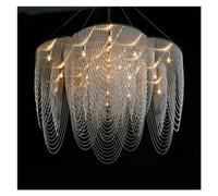 Lampade a Sospensione G9 a LED in Acciaio Nero Americano Soggiorno Lampada a Sospensione in Nappa Argento Lustre Apparecchi di Illuminazione Compatible with Foyer della Villa a Luce LED,lampadari