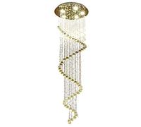 Lampade a Sospensione Hall dell'hotel Lampadari di Cristallo LED Duplex Ruota Le luci delle Scale Lampadario Lungo Semplice Rotondo Tre Colori Accendi la Luce personalità Creativa Soggiorno Li