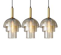 Lampade a sospensione in vetro grigio Lampade a sospensione creative moderne Cupola Lampadario multistrato Corda Plafoniere regolabili E27 Base Apparecchio di illuminazione a sospensione Soggiorno