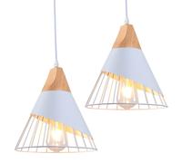 LAMPADE A SOSPENSIONE INDUSTRIALI VINTAGE 2 PEZZI PLAFONIERA E27 COLORE BIANCO D