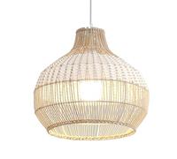 Lampade a sospensione intrecciata moderna intrecciata bianca GLUE RATTAGLIE A BACCHIO FAGGIO ASCOLTA PER TAVOLO PASSEGGIO CUSCINA CAMERA DA BEDE D19.7.7in con cestino rustico regolabile, lampadario