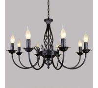 Lampade A Sospensione Lampadario Antico Rustico Francese Classico Candela Aristocratica Lampada A Sospensione Regolabile in Altezza E14 Paralume A Sospensione in Ferro Battuto Lampada, 8 Heads