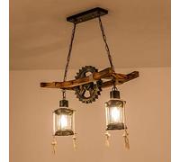 Lampade A Sospensione Legno Vintage Industriale Lampadario Regolabile Metallo Retrò Plafoniere E27 Lampadina Per Tavolo Pranzo Cucina Soggiorno Caffè Personalità Creativa Pendente Soffitto