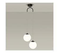 Lampade a sospensione moderne a forma di globo di vetro in alluminio bianco, nero, dorato a 2 luci con paralume in vetro, lampadario regolabile a doppia estremità for camera da letto, soggiorno, sala