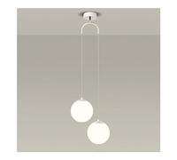 Lampade a sospensione moderne a forma di globo di vetro in alluminio bianco, nero, dorato a 2 luci con paralume in vetro, lampadario regolabile a doppia estremità for camera da letto, soggiorno, sala