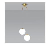 Lampade a sospensione moderne a forma di globo di vetro in alluminio bianco, nero, dorato a 2 luci con paralume in vetro, lampadario regolabile a doppia estremità for camera da letto, soggiorno, sala