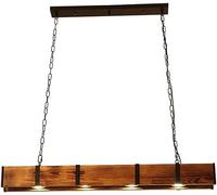 Lampade a trave in legno - Lampada a sospensione rustica per tavolo da pranzo - Luce dell'isola della cucina vintage - Candelabro della fattoria - Illuminazione da soffitto - 4 LED - Asta - Luci da