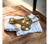 Lampade Aladin Genie 4,3"" ottone dorato lampada magica Aladdin Medio Oriente...