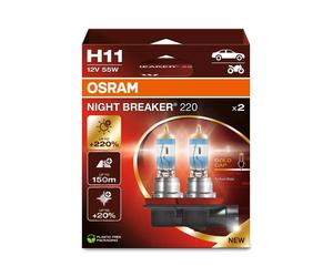 LAMPADE ALOGENE AMS-OSRAM SET 2 LAMPADE H11 NIGHT BREAKER LASER +220% 12V 55W