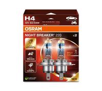 LAMPADE ALOGENE AMS-OSRAM SET 2 LAMPADE H4 NIGHT BREAKER LASER +220% 12V 60/55W