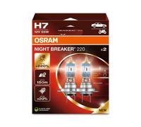 LAMPADE ALOGENE AMS-OSRAM SET 2 LAMPADE H7 NIGHT BREAKER LASER +220% 12V 55W