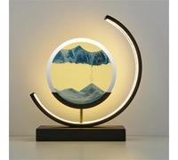 Lampade da Comodino Moving Sand Art Picture Desk Luce Notturna Brillante per Camera da Letto Lampade da Tavolo A Clessidra in Vetro Decorativo in Stile Cinese, Blue, Touch