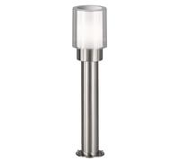 Lampade da giardino esterno argento lampada da esterno lampada da terra luci di via esterno moderno, acciaio inox metallo bianco trasparente, IP54, 1x E27, DxH 12x50 cm