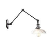 Lampade da parete a braccio oscillante, illuminazione da lettura a parete antica regolabile, applique da parete industriali con paralume in vetro per bagno camera da letto,Nero
