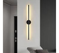 Lampade da parete a LED dimmerabili a striscia lunga, lampada da parete lineare moderna semplice in alluminio con montaggio a parete, per scale del corridoio del soggiorno della camera da letto,Black