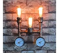Lampade da parete industriali a 3 teste Applique da parete vintage a tubo d'acqua Lampada da parete vintage a 3 luci in ferro ruggine Lampada da parete Steampunk antica Lampada da comodino camera