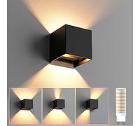 Lampade da Parete Interno con G9 Sorgente Luminosa Sostituibile, Applique da esterno 9W 3000K Bianco Caldo IP65 Impermeabile Angolo del Fascio Regolabile Applique da Esterno Moderna - Nero