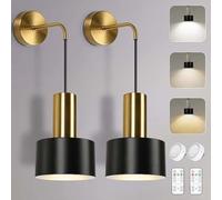 Lampade da Parete Lampada da Parete A LED E Funzione Timer Lampada da Parete Applique A Batteria Senza Fili Senza Collegamento Elettrico, Black