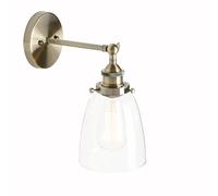 Lampade da parete moderne industriali vintage montate su loft bar cucina isola applique lampada da parete corridoio apparecchio di illuminazione con campana da 14 cm paralume in vetro trasparente (bro