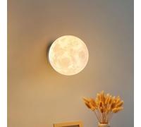 Lampade da Parete per Camera da Letto, dimmerabili, a Forma di Luna, a LED, cablate, con Stampa 3D, a Sfera Rotonda Satinata, Ideali per Camera da Letto, Comodino e Illuminazione d