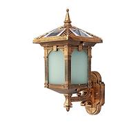 Lampade da Parete per Esterni con Lanterna Solare, Lampada da Portico Vintage ad energia Solare, Paralume in Vetro Smerigliato, Applique da Parete per Esterni in pressofusione di Alluminio, Luce da
