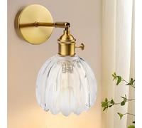 Lampade da Parete Vintage, Applique da Parete Retrò in Vetro Stile, 180° Regolabile Applique Interno a Forma di Fiore, Portalampada E27, per Cucina Soggiorno Corridoio, Senza Lampadina/e