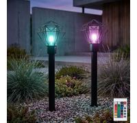 Lampade da Percorso per Esterni Piantana Nero Griglia LED Dimmer Remoto 2er Set