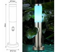 Lampade da Percorso Piantana Zoccolo Sensore Dimmerabile IP44 Argento Cambia RGB [EEK: F]