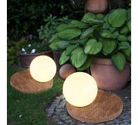 Lampade da Percorso Solare Giardino 2er Set Batteria Intemperie Rattan Grigio 1x