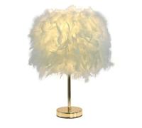 Lampade da Scrivania,Pada da Tavolo con Piume Bianche,Pada da Comodino con Base a D, Paralume da Tavolo con Piumer Camera da Letto, Decoraziper la Casa, Accessorir la Fotografia, S (L)/L/A