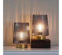 Lampade da Tavolo alimentate a Batteria con Timer, Lampada a Batteria Piccola Cordless con Lampadina a LED, Comodino Decorativo per Soggiorno Grigio 2 Pack