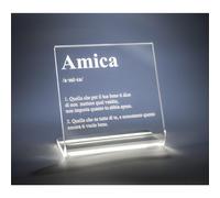 Lampade da tavolo, con Parole Luminose Idea Regalo LUCILIO LAMPADA AMICA Dimensioni 20x33xh 30 cm -Spessore 10 mm con scritta, trasparente