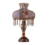 Lampade da Tavolo,Pada da Tavolo Di Lusso con Paralume in Tessuto Floreale,Pada da Scrivania, Corpopada in Resina,Pada da Comodinor Camera da Letto,Pada da Notte Blu, Realizzata in Cina.