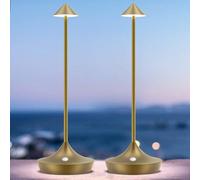 Lampade da Tavolo Senza Fili Ricaricabili, bravzurg 6000mAh Lampade da Comodino LED USB, Alluminio, Impermeabile, Dimmerabile, Wireless Luci Batteria per Scrivania Ristorante Esterno (2 Bronzo)