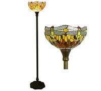 Lampade da Terra Dragonfly in Stile Tiffany Lampada da Terra Torchiere in Vetro colorato Lampade da Terra per Lettura ad Angolo mediterraneo per Studio Soggiorno Camera da Letto, Altezza 63",B