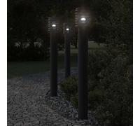 Lampade da Terra per Esterni 3 pz Nere 110 cm in Acciaio Inox