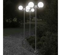 Lampade da Terra per Esterni 3pz Argento 215cm in Acciaio Inox