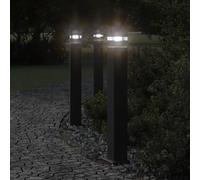 Lampade da Terra per Esterni 3pz Nere 80 cm in Alluminio