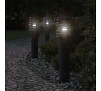 Lampade da Terra per Esterni con Presa 3 pz Nere 60 cm Acciaio