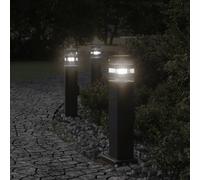 Lampade da Terra per Esterni con Presa 3pz Nere 50 cm Alluminio