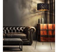 Lampade da Terra Piantana Tavolo Treppiede a Luce Indiretta Oro Nero H 149 CM [EEK: Non valutato]