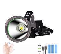 Lampade frontali for campeggio ed escursionismo, torcia frontale a LED ricaricabile super luminosa XHP90, la più potente, 30000 lumen, grande riflettore con 4 modalità di illuminazione, controllo del