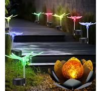 Lampade LED SOLARE Fiore Di Loto Farfalla Libellula Esterno Giardino 9x