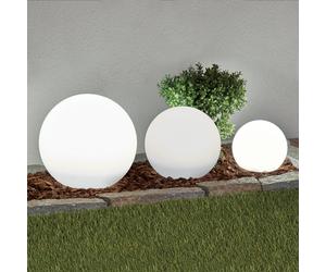Lampade LED solari Lago di Lindby, set di 3, globi, picchetto a terra, bianco LINDBY