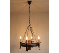 LAMPADE LINEA 'WOOD' LAMPADARIO 'RUOTA' 4 LUCI