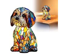 Lampade per cani, lampade Corgi, lampada Schnauzer in vetro colorato, luce notturna artistica serie carina a tema cani, lampada da tavolo a LED a tema divertente per gli amanti dei cani (multicolore A