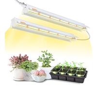 Lampade per Piante T5 da Interno, Confezione da 2 (40cm, 10W x2) Luce LED a Spettro Completo con Riflettori per Piantine, Fascia Luminosa 4000K Bianca per Scaffali e Ripiani